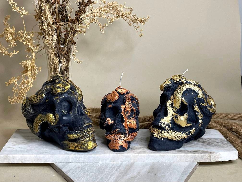 Medium Snake Skull Candle