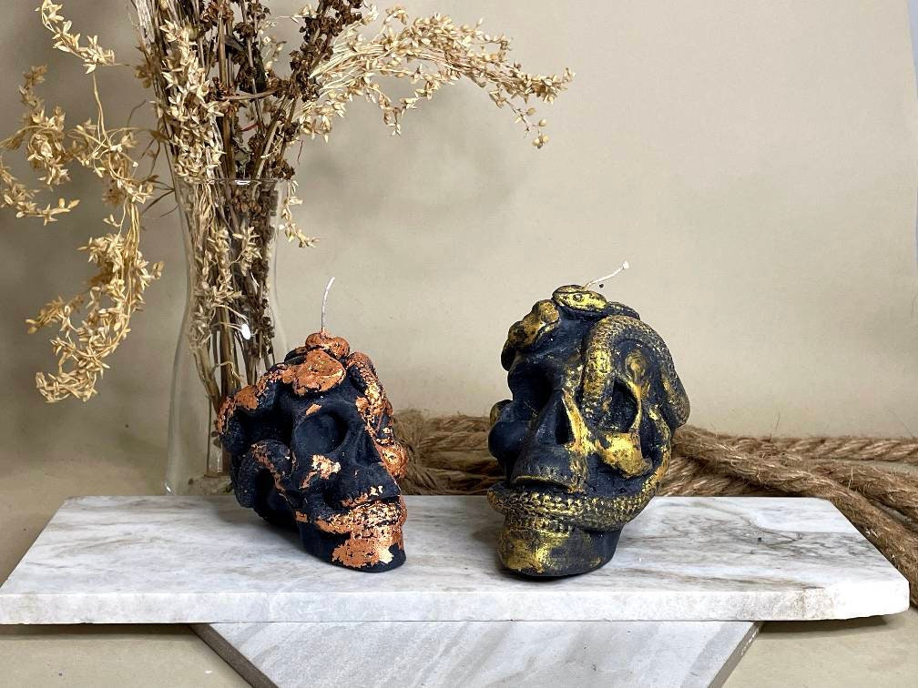 Medium Snake Skull Candle